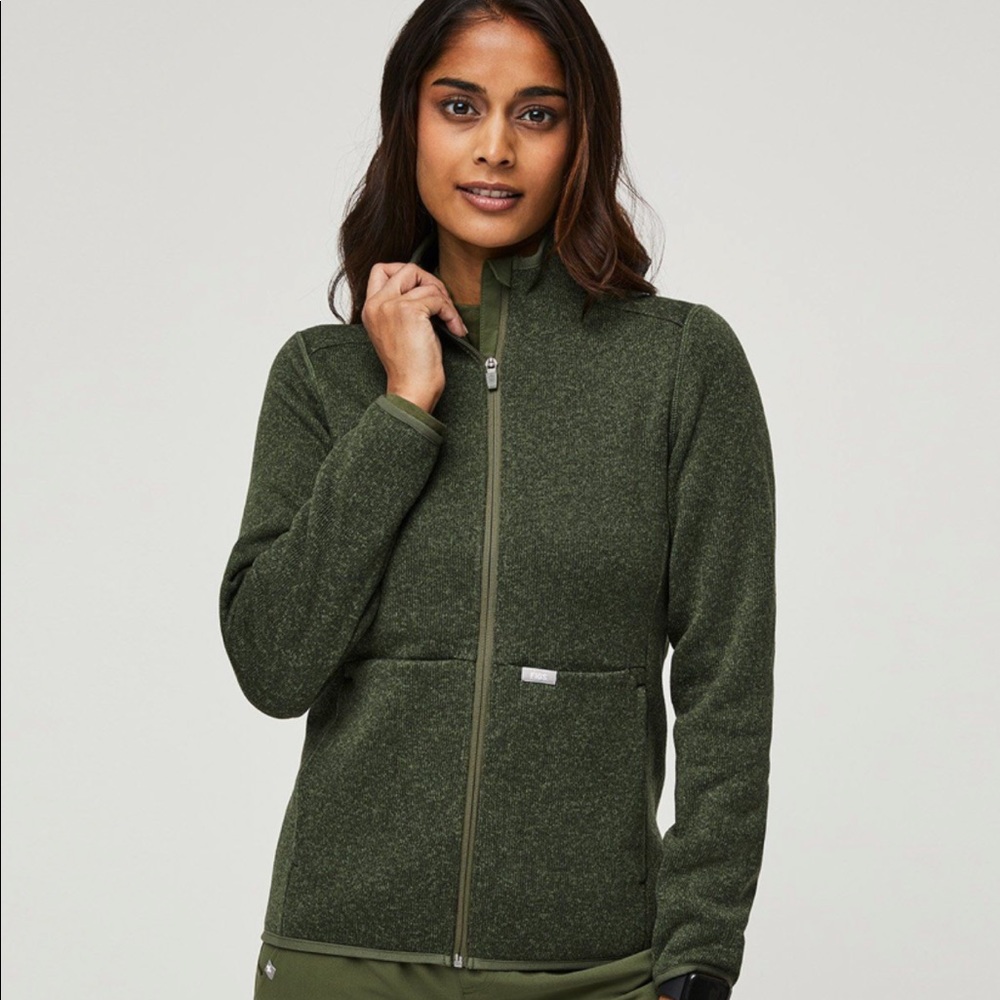 Figs On Shift Sweater Jacket Olive Green NWOT Size Medium